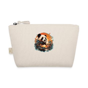 Panda Bear with Mountain & Palm Panda Design - Organic Pouch - nature - Front