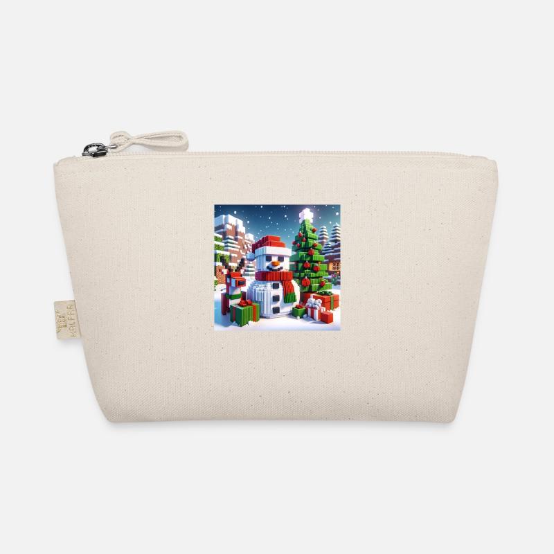 Schneemann Pixel Weihnachten Bio-Täschchen