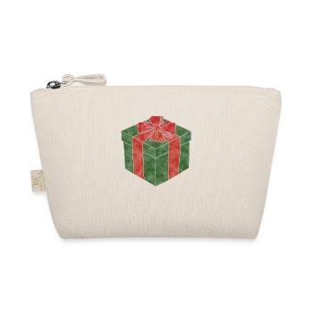 "Gift", Boho Line Art Design, Series "Xmas" - Organic Pouch - nature - Front