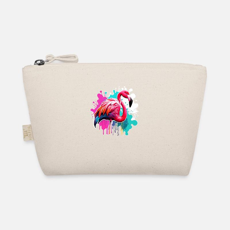 Flamingo / Tier / Pink / Tropisch / Langbeinig - Bio-Täschchen - Natur