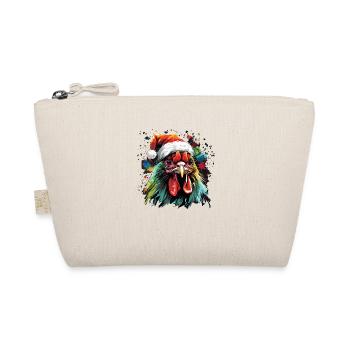 Peasant Design with Rooster & Santa Hat - Organic Pouch - nature - Front