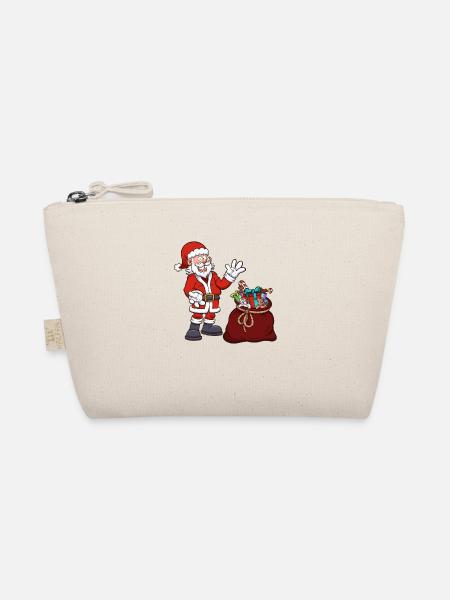 Weihnachtsmann mit Geschenktüte - Bio-Täschchen - Natur