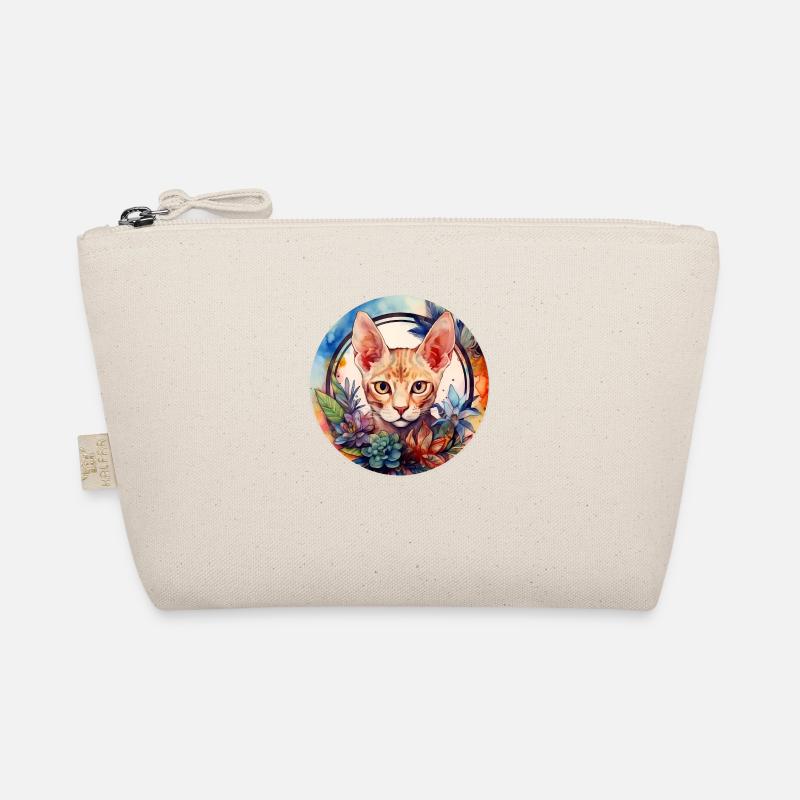 Devon Rex Cat Boho Style, Love Cats Organic Pouch
