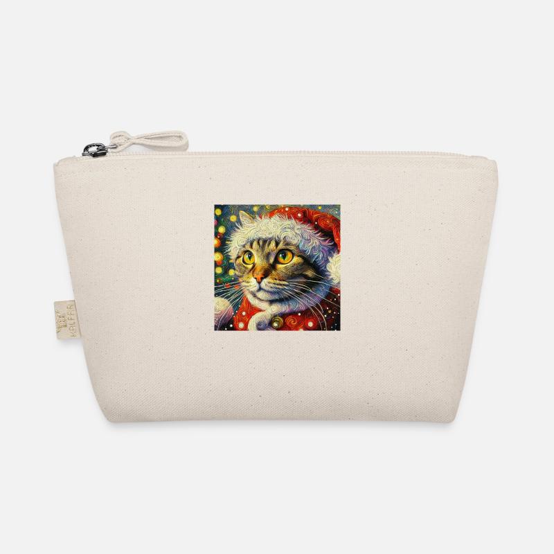 Tabby Santa in a van Gogh style Organic Pouch