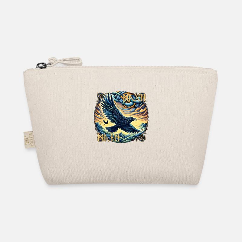 Hugin & Munin - Odin's raven with runic script Organic Pouch