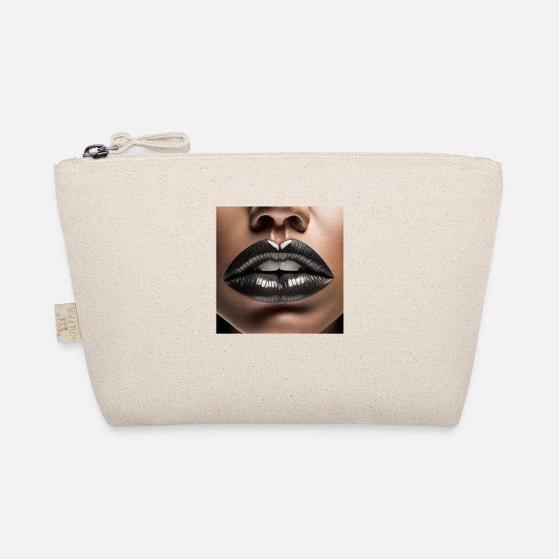 schöne weibliche lippen schwarze lippenstift comic-zeichnung - Bio-Täschchen - Natur