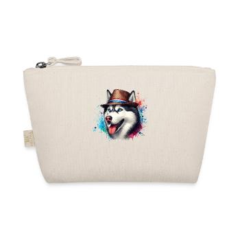 Husky head with hat - Organic Pouch - nature - Front