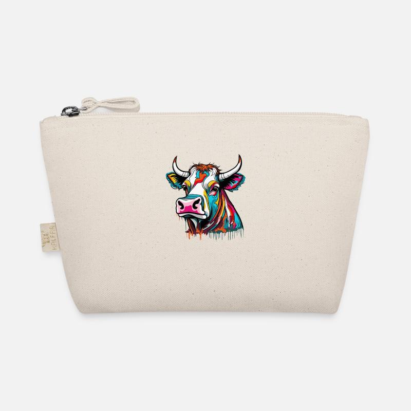 colorful graffiti cow cattle Organic Pouch