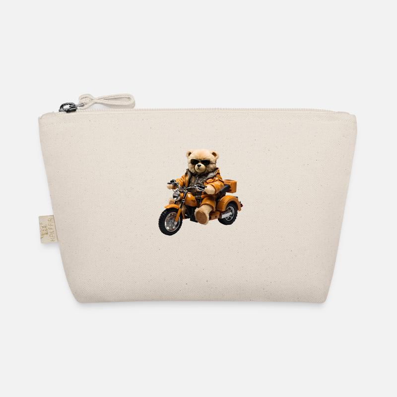 Plush bear as a motorcyclist Organic Pouch