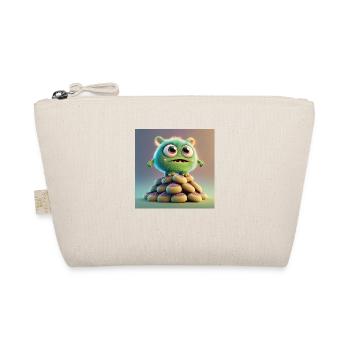 cute monster scary funny spooky sitting on a heap - Organic Pouch - nature - Front