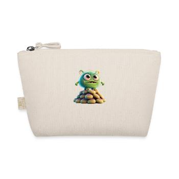 cute monster scary funny spooky sitting on a heap - Organic Pouch - nature - Front