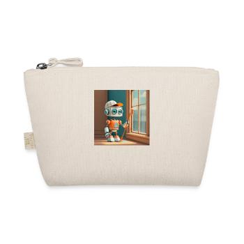 cute little orange futuristic vintage robot - Organic Pouch - nature - Front