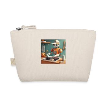cute little orange futuristic vintage robot - Organic Pouch - nature - Front
