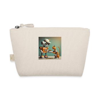 cute little orange futuristic vintage robots - Organic Pouch - nature - Front