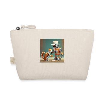 cute little orange futuristic vintage robots - Organic Pouch - nature - Front
