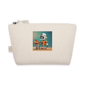 cute little orange futuristic vintage robot - Organic Pouch - nature - Front