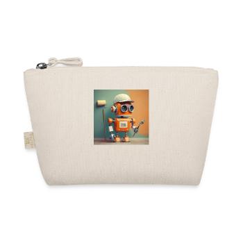 niedlicher kleiner orangefarbener futuristischer Vintage-Roboter - Bio-Täschchen - Natur - Vorne