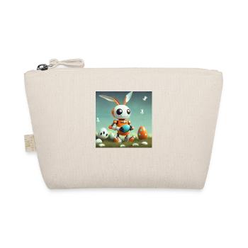 cute little orange vintage robot is Easter Bunny - Organic Pouch - nature - Front