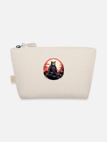 Cat samurai - Organic Pouch - nature - Front