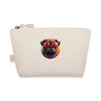 Pug retro colors vintage with sunglasses - Organic Pouch - nature - Front
