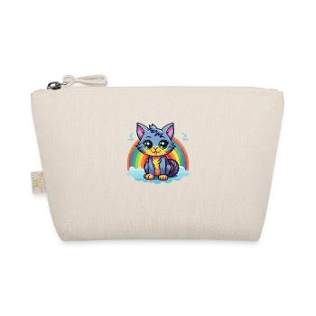 Vibrant Rainbow Kitty Artwork - Organic Pouch - nature - Front