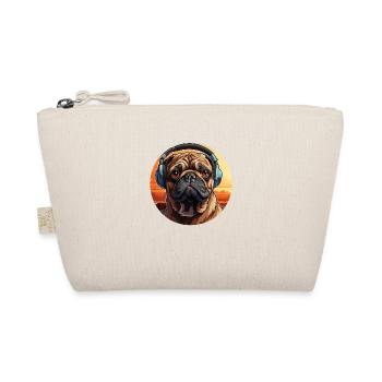 Pug with headphones - Organic Pouch - nature - Front
