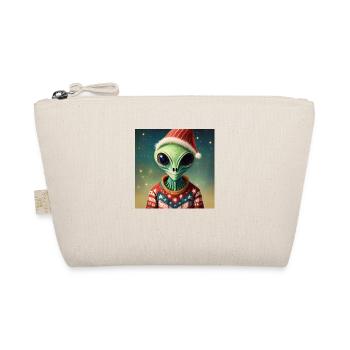 alien- wearing a ugly Christmas sweater - Organic Pouch - nature - Front