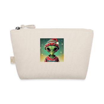alien wearing a ugly Christmas sweater - Organic Pouch - nature - Front