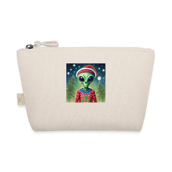 alien wearing a ugly Christmas sweater - Organic Pouch - nature - Front