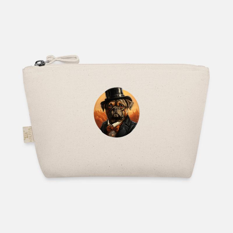 Pug with hat and suit vintage Organic Pouch