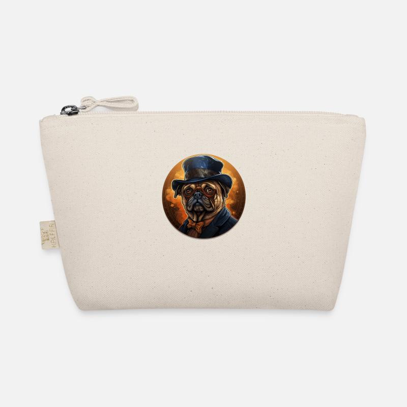 Pug with hat and suit vintage Organic Pouch