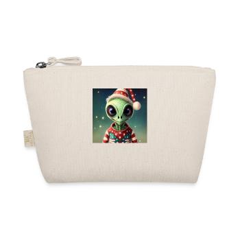 alien wearing a ugly Christmas sweater - Organic Pouch - nature - Front