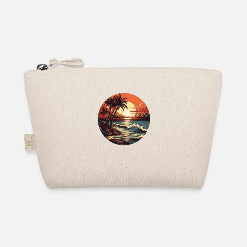 Beach sunset vintage surfers Organic Pouch