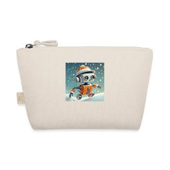 cute little orange futuristic vintage robot - Organic Pouch - nature - Front