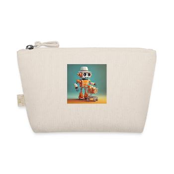 cute little orange vintage robot buying groceries - Organic Pouch - nature - Front