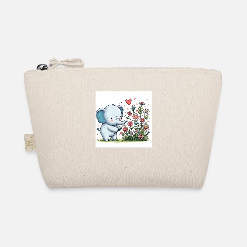 Elephant picking flowers Organic Pouch