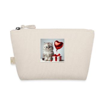 A Cute Kitten Holding a Balloon - Valentine's Day - Organic Pouch - nature - Front