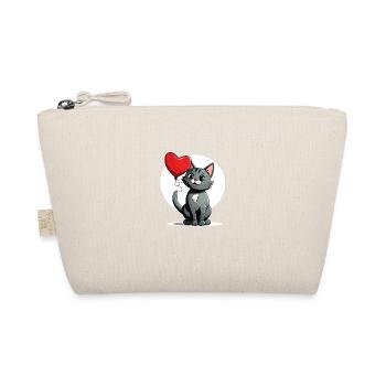Katze Herz - Valentinstag - Bio-Täschchen - Natur - Vorne