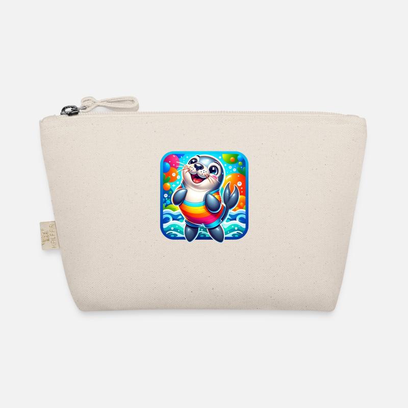 A funny colorful design with a seal Organic Pouch