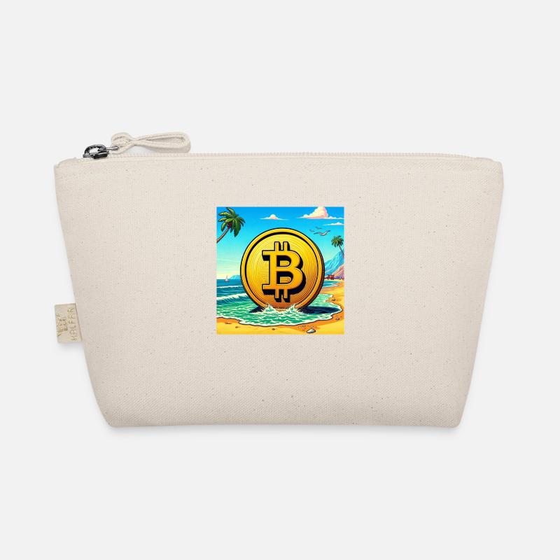 Bitcoin am Strand. Bio-Täschchen