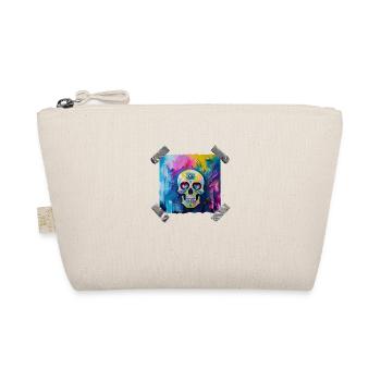 Skull / Bunter verliebter Totenkopf - Bio-Täschchen - Natur - Vorne