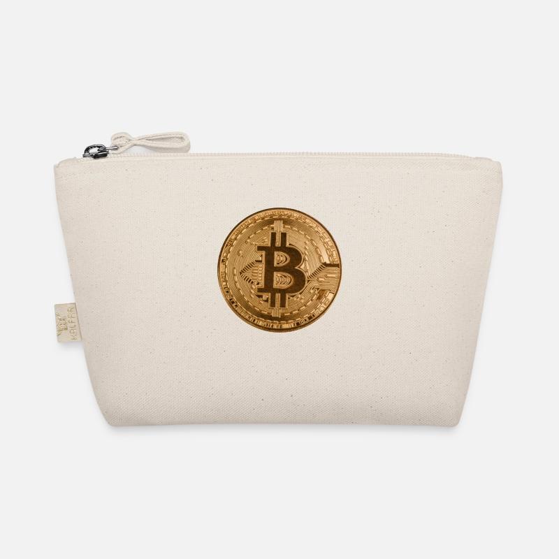 Button "BITCOIN" design, logo, sticker, magnet - Organic Pouch - nature