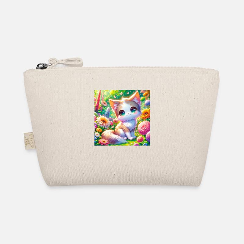 Un chat d’anime mignon dans un jardin de fleurs Trousse biologique