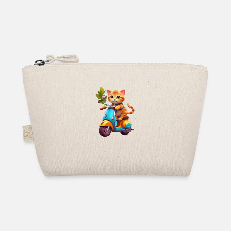 Katze fährt Roller Bio-Täschchen