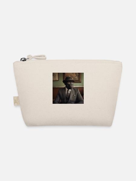 Chimp with hat and suit in a bar - Organic Pouch - nature