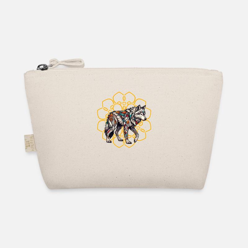 Tribal Wolf in Golden Mandala Organic Pouch