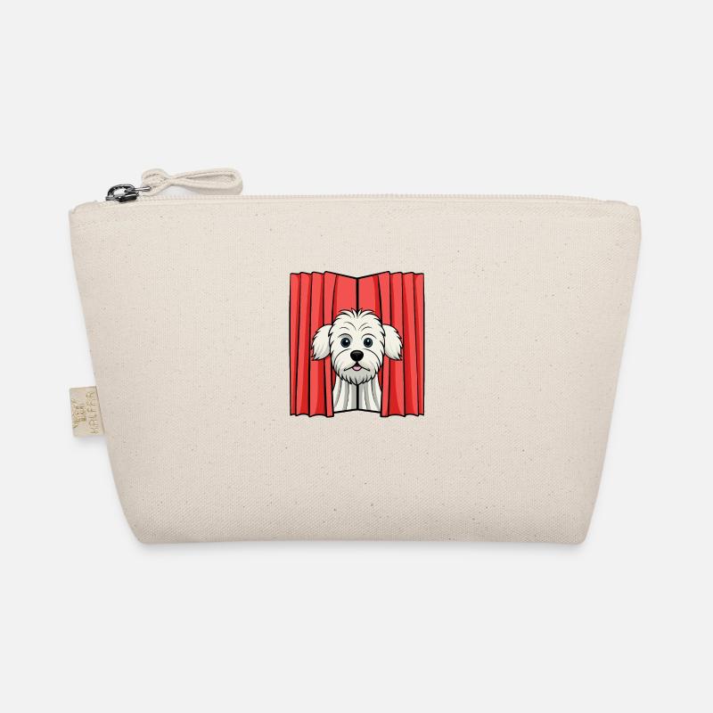 Timide bichon maltais jetant un coup d’œil depuis le rideau Trousse biologique