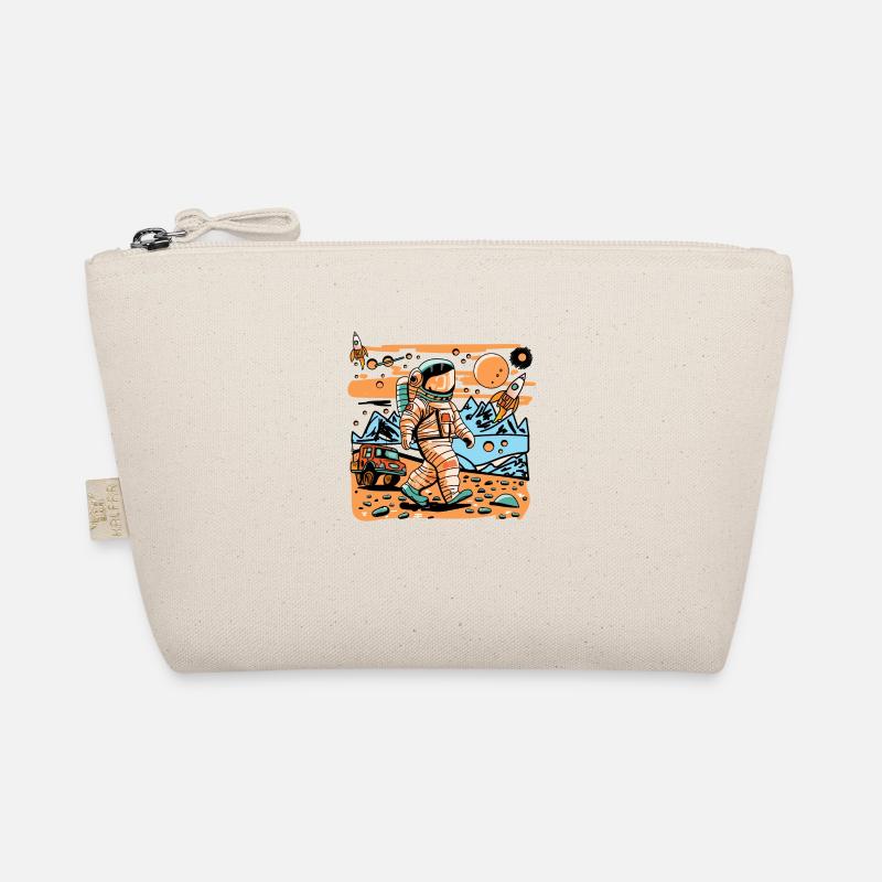 Space astronaut walking in alien planet and rocket Organic Pouch