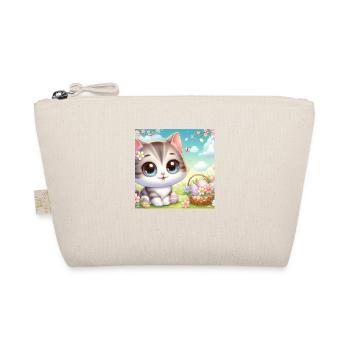 Chaton mignon au printemps avec panier de fleurs - Trousse biologique - nature - Devant