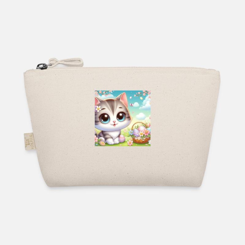 Chaton mignon au printemps avec panier de fleurs Trousse biologique